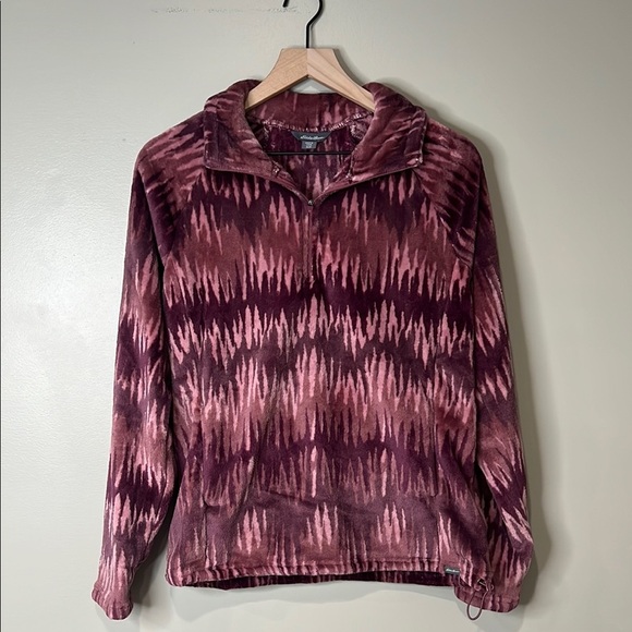 NWT Eddie Bauer Plush Maroon Pullover Wild Ginger Ikat Chevron Medium - Picture 1 of 7